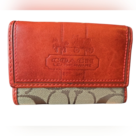 Coach Handbags - Coach Red Tattersal Wallet